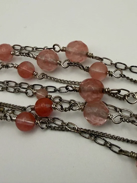 Double Strand Pink Crystal Bead Layered Necklace - Carolee - Picture 5 of 5